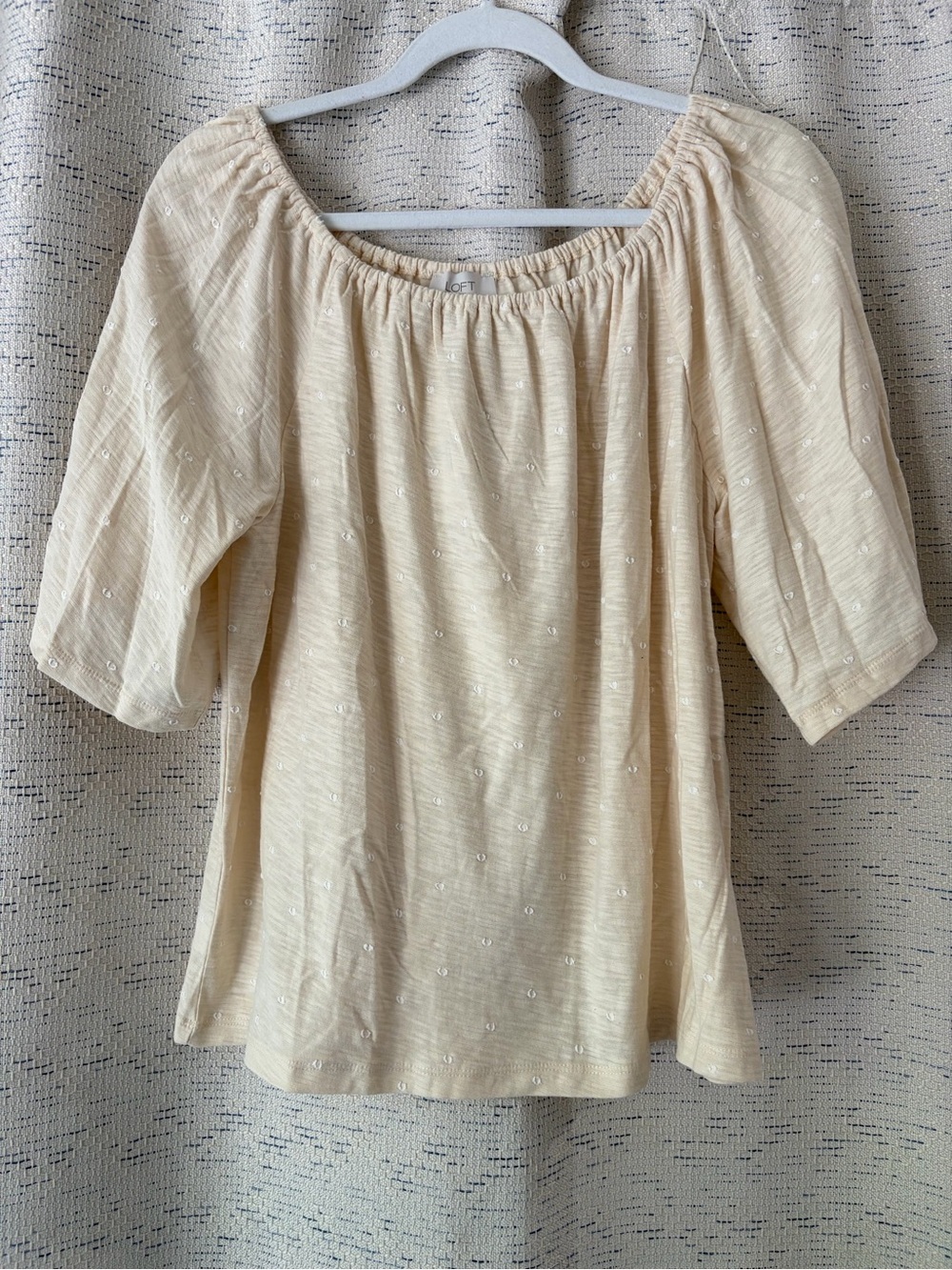 LOFT Cream Peasant Top with Scoop Neck NWT - Picture 2 of 7